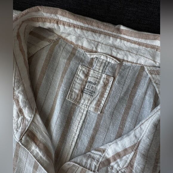 Aerie Two-Piece Set – Striped Button-Down Shirt L High-Waist Wide-Leg Pants M - Picture 9 of 16